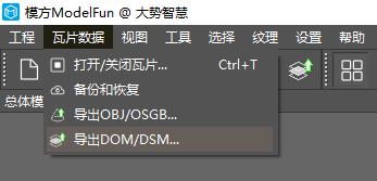 图5-22 导出DOM/DSM 菜单栏